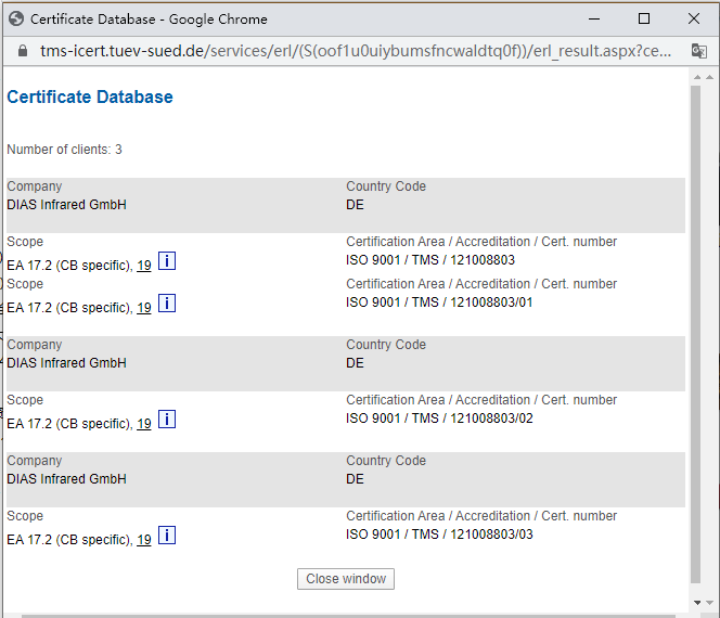 ��DIAS�t�⹫˾TUV�C����ԃ�Y��